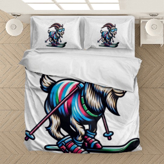 Goat Skiing Downhill Winter Sports Design Bedding Sets