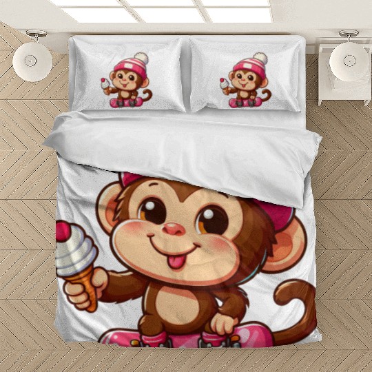 Chimpanzee Snowboarder Winter Action Bedding Sets