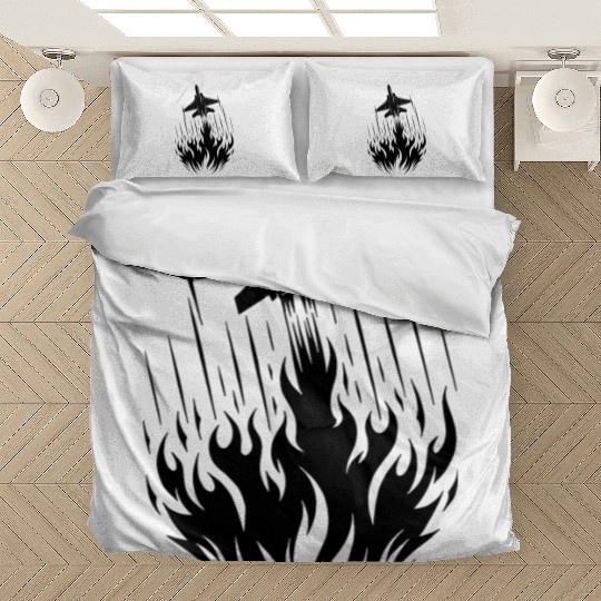 Fighter Jet Model Airplane Fire Flames Flight Bedding Sets