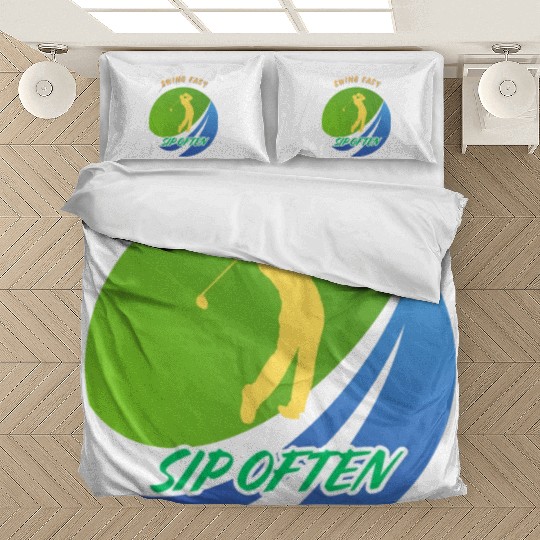 Swing Easy, Sip Often. Funny golf beer Bedding Sets
