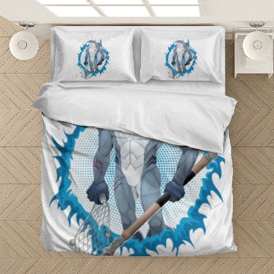 Shark Mutant With Blue Fire Background Bedding Sets