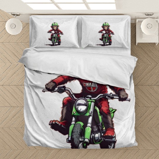 AI Monkey on Dirt Bike - Cool Kids Designs Bedding Sets