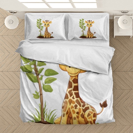 Earth Day Giraffe: Vibrant, Cute Design Bedding Sets