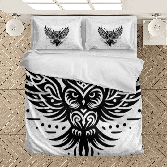 Flying Owl In Tattoo Style Bedding Sets