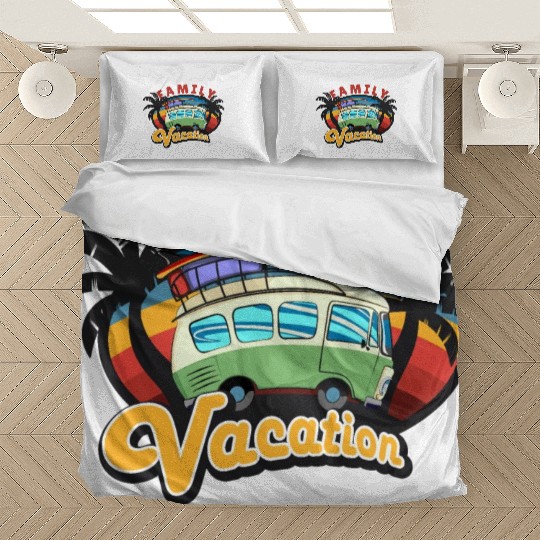 mini bus on a family vacation trip Bedding Sets
