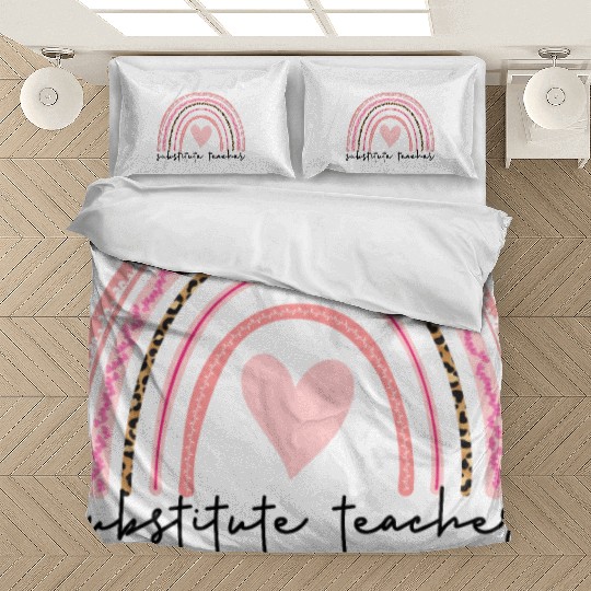 Substitute Teacher Boho Rainbow Back To School Bedding Sets
