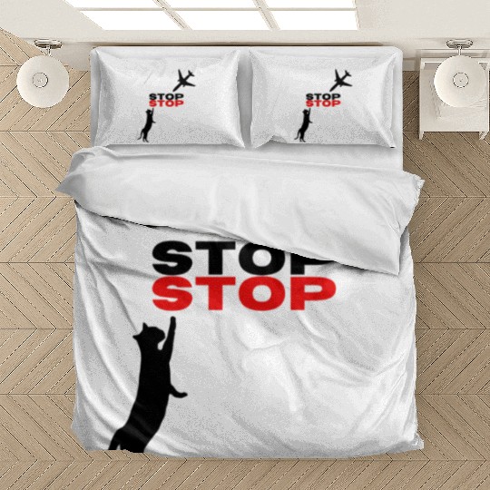 Funny Hilarious Cat Kitty Stop Airplane In Mid Air Bedding Sets