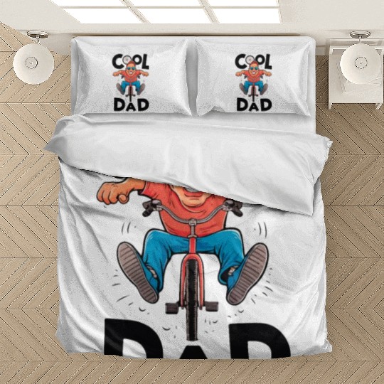 Cool Funny Dad riding bicycle - Father's Day Bedding Sets
