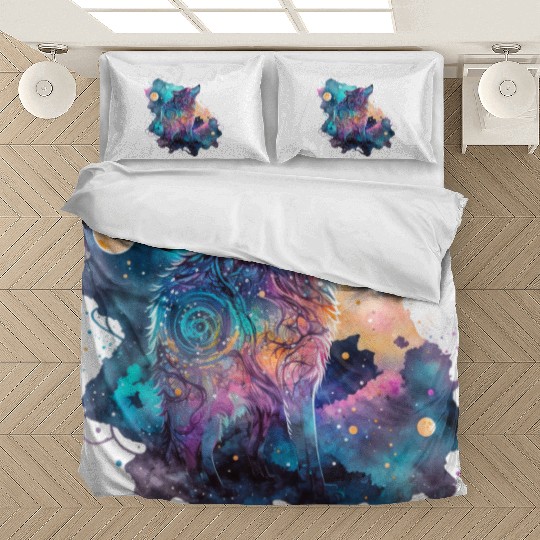 Wolf Print, Cosmic Wolves, Animal Print, Cosmos Bedding Sets