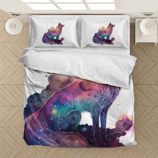 Wolf Print, Cosmic Wolves, Animal Print, Cosmos Bedding Sets