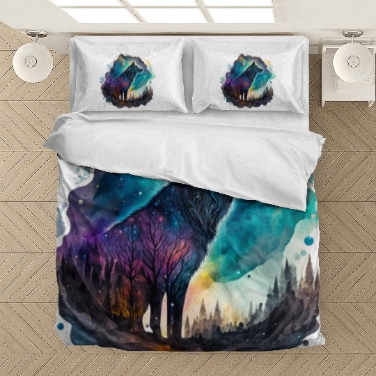Wolf Print, Cosmic Wolves, Animal Print, Cosmos Bedding Sets