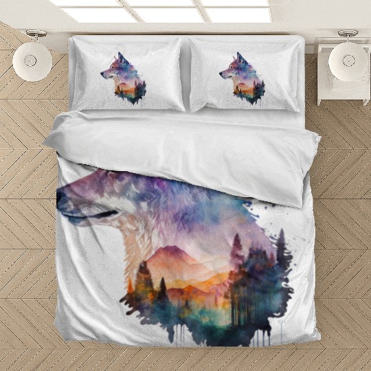 Wolf Print, Cosmic Wolves, Animal Print, Cosmos Bedding Sets