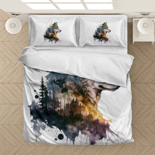 Wolf Print, Cosmic Wolves, Animal Print, Cosmos Bedding Sets