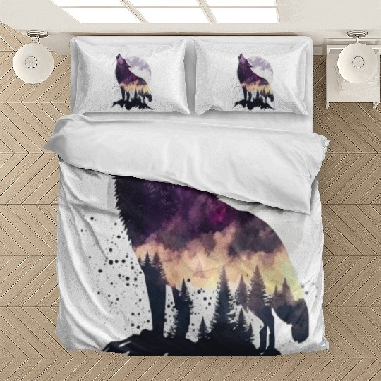 Wolf Print, Cosmic Wolves, Animal Print, Cosmos Bedding Sets