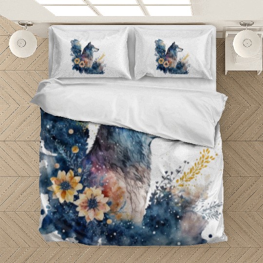 Wolf Print, Cosmic Wolves, Animal Print, Cosmos Bedding Sets