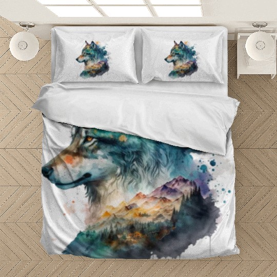Wolf Print, Cosmic Wolves, Animal Print, Cosmos Bedding Sets