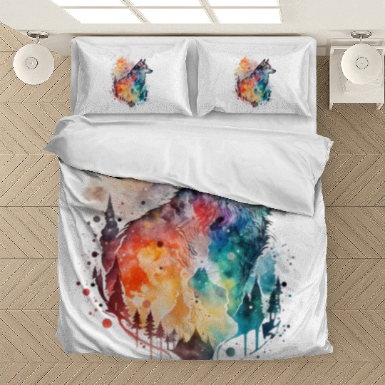 Wolf Print, Cosmic Wolves, Animal Print, Cosmos Bedding Sets