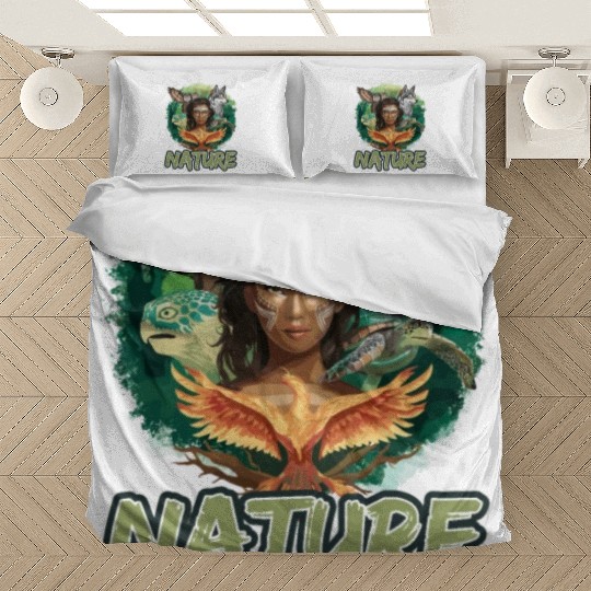 Nature-Inspired Wolf Owl Turtle Phoenix Woman Bedding Sets
