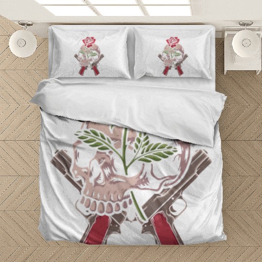 Skeleton Roses Guitar Skull Roses Guns Bedding Sets