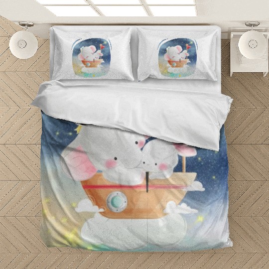 Sailing Elephant and Rabbit Using Boat Fishing Bedding Sets