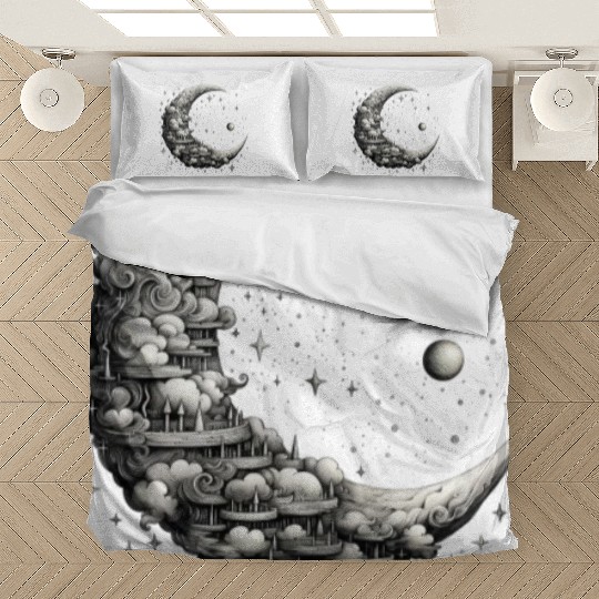 Cool Full Moon - Solar Eclipse, Moon Phases Total Bedding Sets