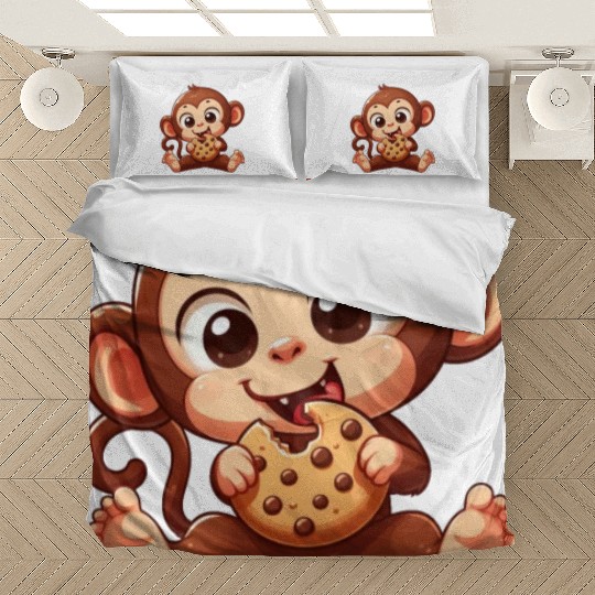 Cute Chimpanzee with Cookie Cartoon Bedding Sets