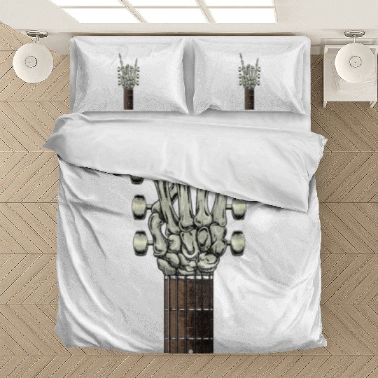 Rock On Skeleton Hand Guitar Rock Roll Rock Band Bedding Sets