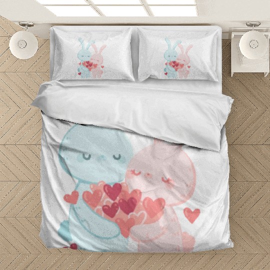 Whimsical Duo: Creative Couple Graphics Design Bedding Sets