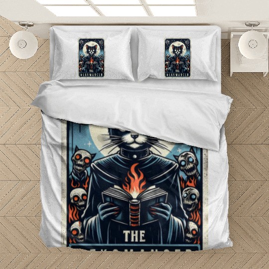 The Nekomancer Funny Tarot Necromancer Cat Pun Bedding Sets