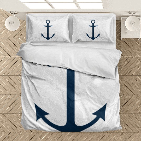 Navy Blue Sailing Boat Anchor Bedding Sets