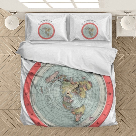 Flat Earth Theory World Map - Funny Conspiracy The Bedding Sets