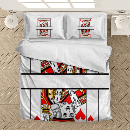 Playing card hearts king with banner space Bedding Sets