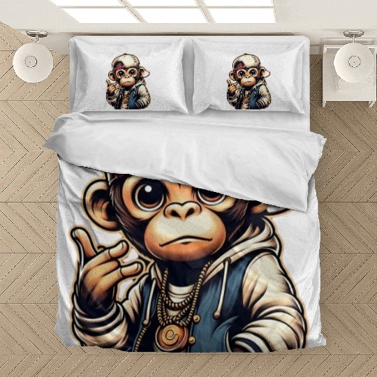 Bedding Sets Funny of a monkey dressed as rap