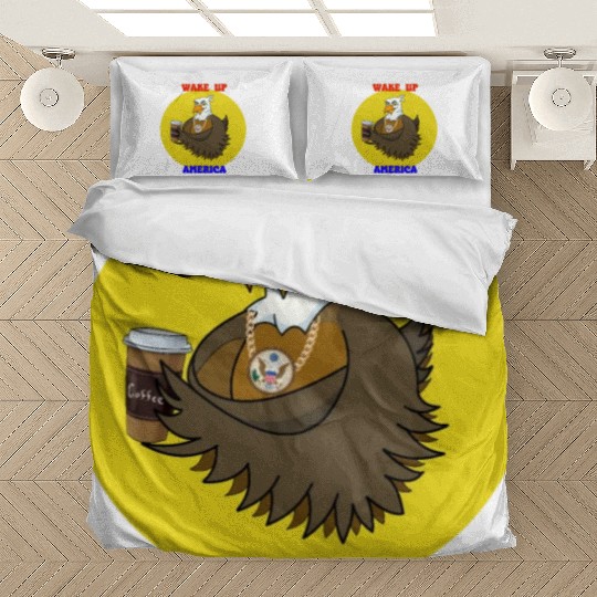 Wake Up America - Bald Eagle Drinking Coffee Bedding Sets