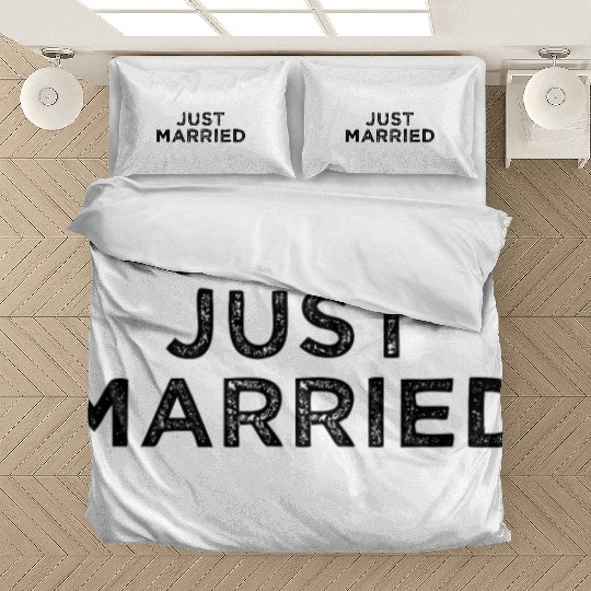 Just Married Honeymoon Couples Women & Men Bride Bedding Sets