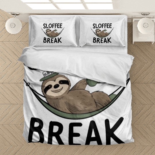Relaxing Sloth Coffee Lover Fun Coffee Break Bedding Sets