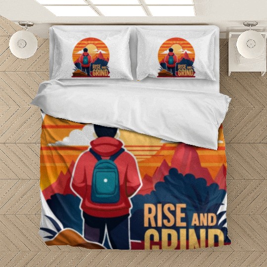 Rise and Grind - Sunrise Hustle Motivation Bedding Sets