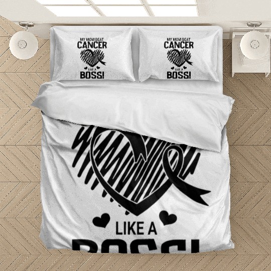 My Mom Beat Breast Cancer Like A Boss Warrior Bedding Sets