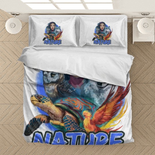 Nature-Inspired Wolf Owl Turtle Phoenix Woman Bedding Sets