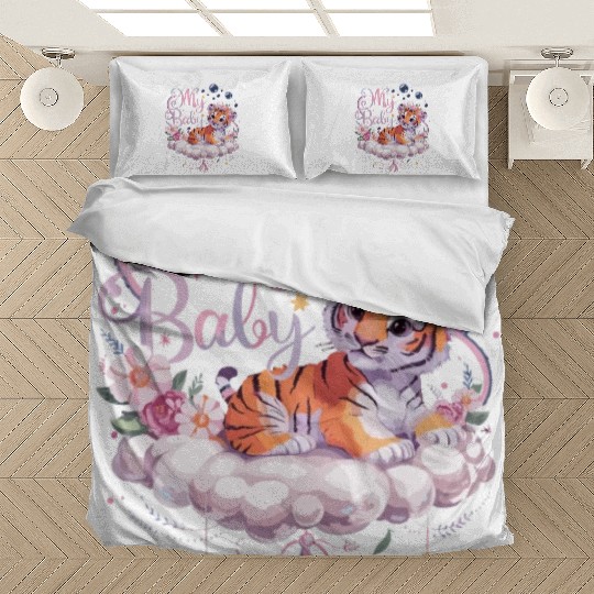 Adorable Baby Tiger Floral Cloud Dreamy Artwork Bedding Sets