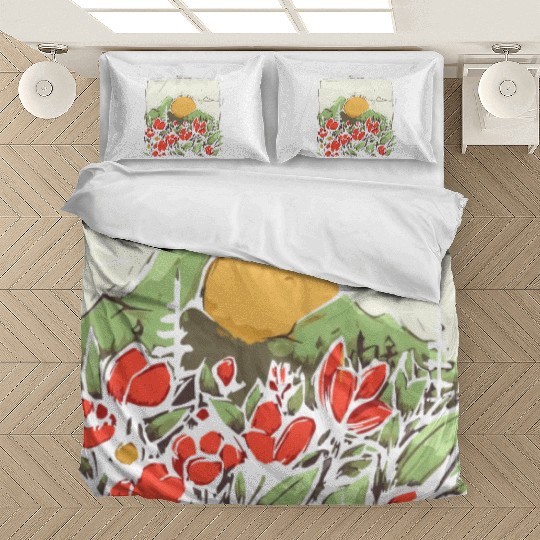 Japan Yellow Sun: Nature and Flowers Bedding Sets