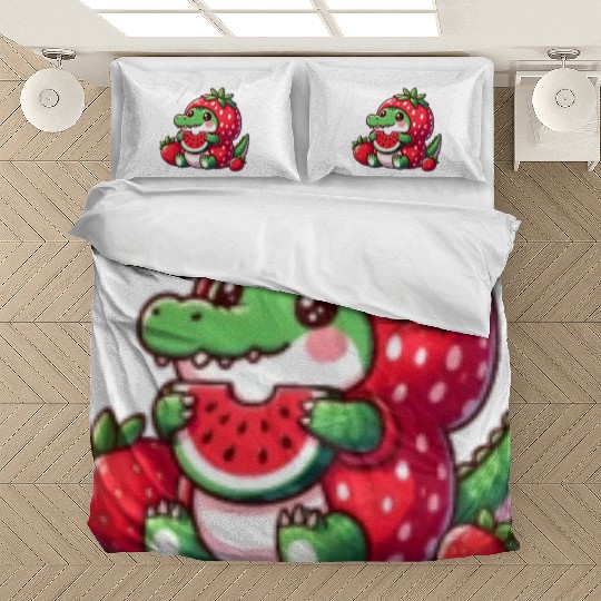 Crocodile in watermelon costume Bedding Sets