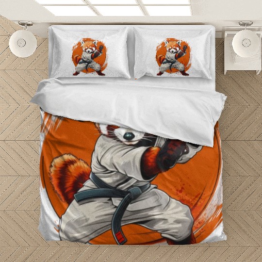 Red panda karate fighting style Bedding Sets
