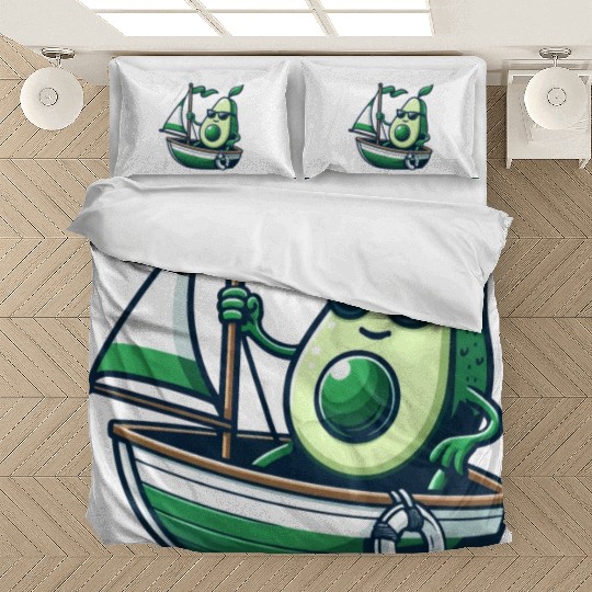Cool summer sailing dinghy with avocado Bedding Sets