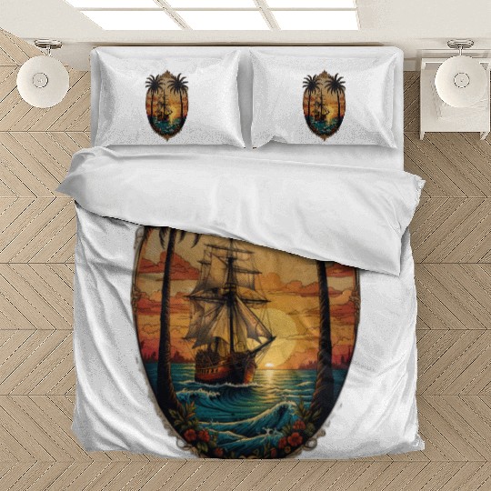 Jerry & Ed Hardyy Inspired Tropical Tattoo Design Bedding Sets