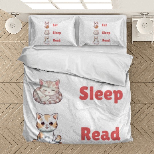 Eat Sleep Read for cute cat lovers Bedding Sets