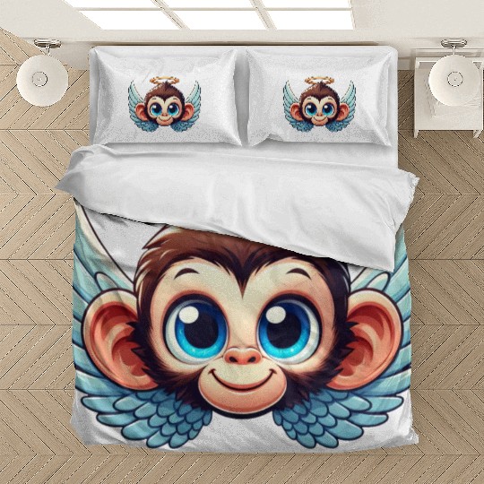 Monkey chimpanzee cartoon angel wings Bedding Sets