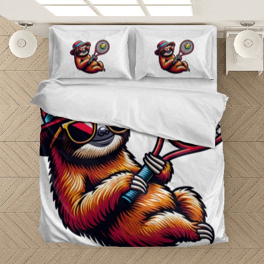 Sloth Tennis Player Cool Sport Design Bedding Sets