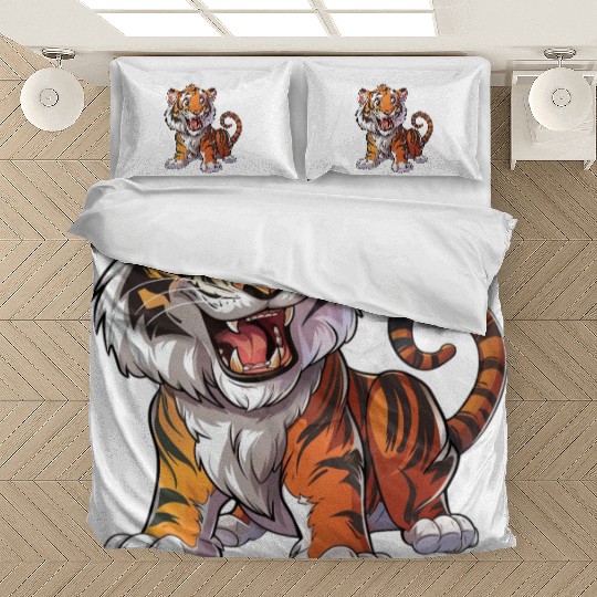 Roaring Young Tiger Cub Playful Stance Bedding Sets