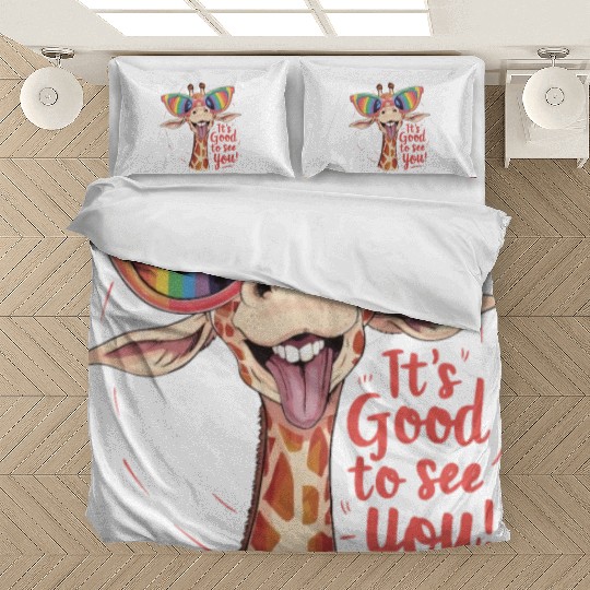 Funky Giraffe With Colorful Sunglasses Fun Saying Bedding Sets